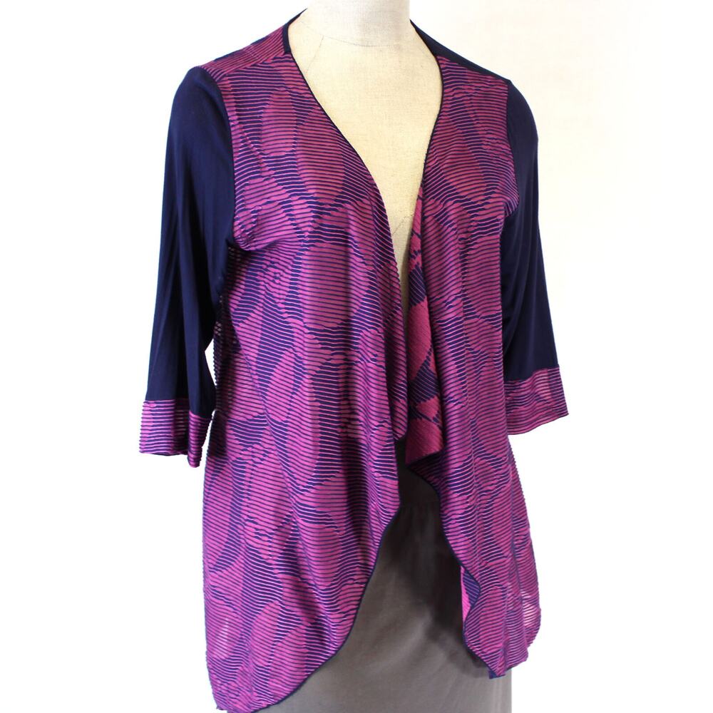 Aster Firmiana Plus Size Purple Open Front Casual Cardigan 1X